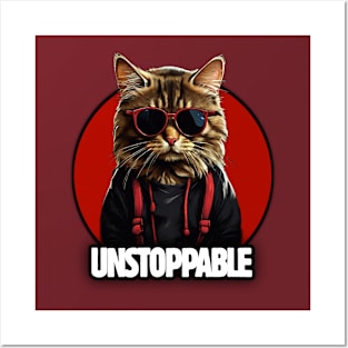 Unstoppable Motivational Cat Design Posters and Art